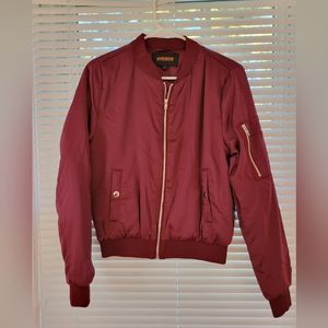 Burgundy bomber jacket
